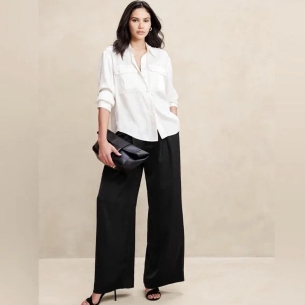 Banana Republic Silky Pleated Wide-Leg Pant Size 16 NWT
